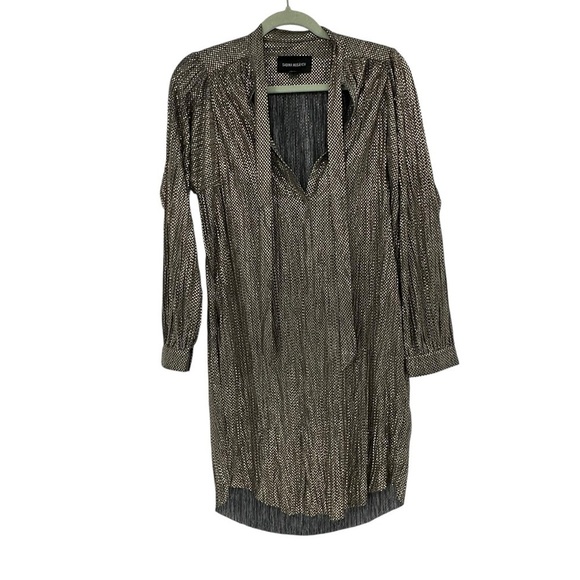 Anthropologie Sabina Musayev Gold and Grey Metallic Long Sleeve Dress Size small - Picture 2 of 9